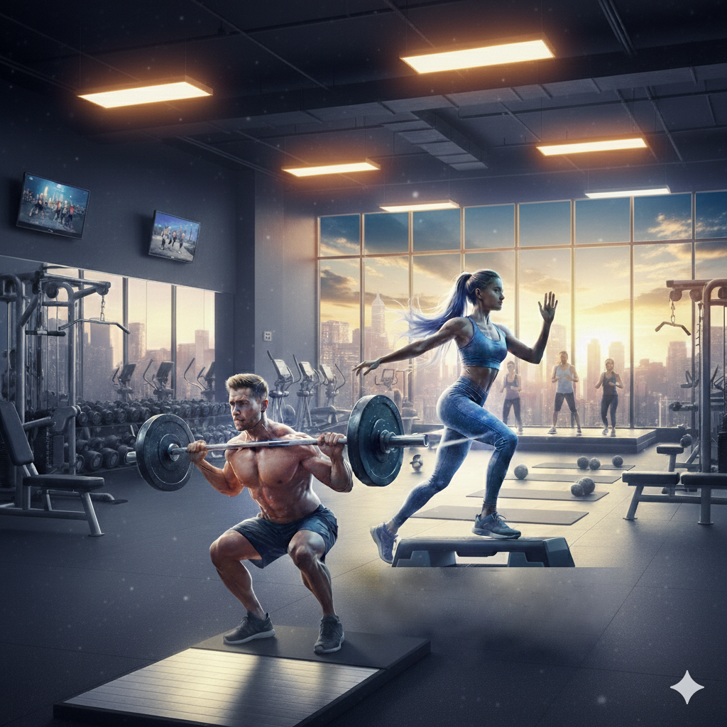 Formation coach sportif Eurofitness : séance de musculation et cardio avec rameurs et haltères en salle BPJEPS af